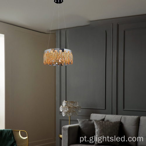 Luxuoso lustre led redondo de cristal K9 de 3000k